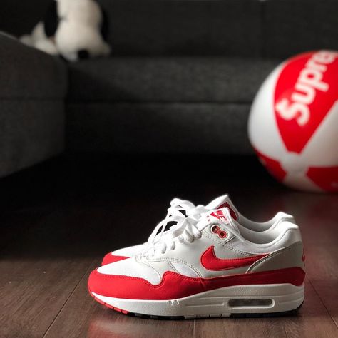 Air Max 1 Anniversary OG Red. 🍓” 1 Anniversary, 1st Anniversary, Red Outfit, Air Max 1, Sneaker Head, Air Max Sneakers, Fifa, Air Max, Nike Air Max