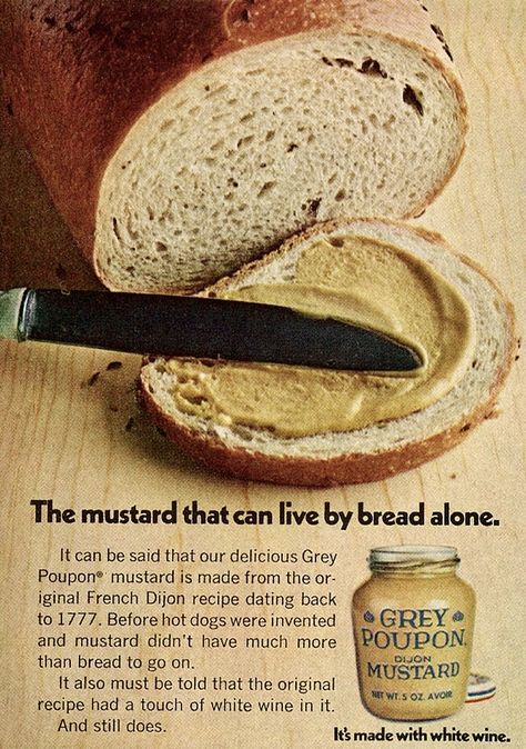 Grey Poupon Dijon Mustard 1971 Ad Grey Poupon, Types Of Salad, Food Ad, Vintage Food, Food Ads, Retro Recipes, Old Ads, Salad Dressings, Vintage Advertising