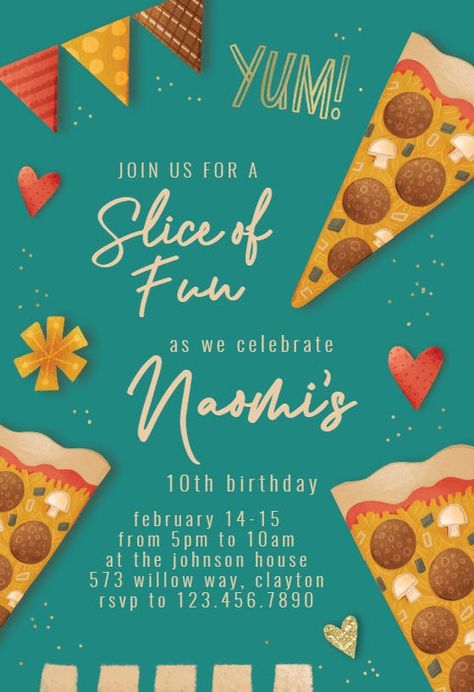 Zazzle Invitations Birthday Kids, Pizza Invitations Free Printable, Pizza Party Poster Design, Pizza Box Invitation, Pizza Party Invite, Pizza Party Invitations Free Printable, Kids Pizza Party, Pizza Party Birthday Invitations, Pizza Birthday Party