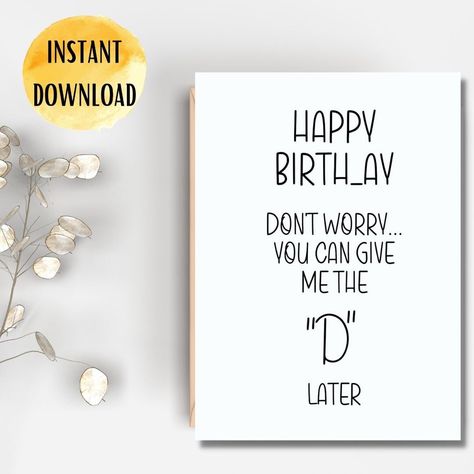 29th Birthday Card For Him, Inappropriate Birthday Cards For Him, Flirty Happy Birthday For Him, Inappropriate Birthday Cards, Dirty Birthday Cards, Happy Birthday For Him, Humor Birthday, Sarcastic Birthday, 46th Birthday