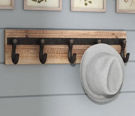 Wood and Iron Wall Mounted Coat Rack Wall Hook Rack, Wooden Wall Hooks, Coat Rack Shelf, Salon Suites, Wooden Wall Panels, Hanger Home, Hook Wall, Brown Walls, Coat Rack Wall