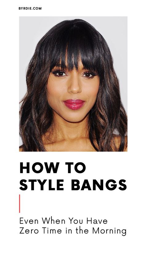 Low Effort Bangs, How To Style Regular Bangs, Hair Do With Bangs, How To Style A Fringe, How To Wear Bangs, Style Straight Bangs, How To Make Bangs Look Thicker, How To Style Straight Bangs, How To Style Front Bangs