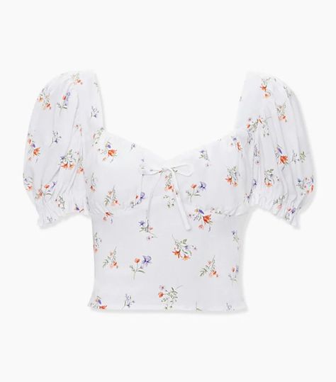 Forever 21 Floral Print Puff-Sleeve Top Chloe Aesthetic, Cottagecore Fashion Casual, Cottagecore Fashion Aesthetic, Cottagecore Aesthetic Fashion, Sew Ideas, Girly Tops, Farm Visit, Outfit Combos, Cottagecore Shirt