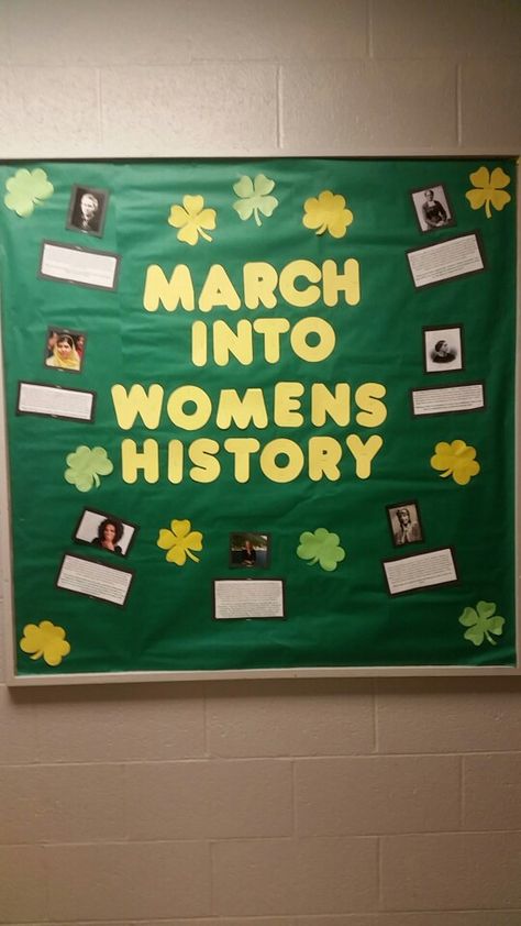 Women's history month bulletin board History Class Bulletin Board Ideas, Womens History Bulletin Board Ideas, Women’s History Month Display, Women’s Month Bulletin Board, Womens Month Bulletin Board, Woman’s History Month Bulletin Board, Women's History Month Library Display, Womens History Month Display, Womens History Month Crafts