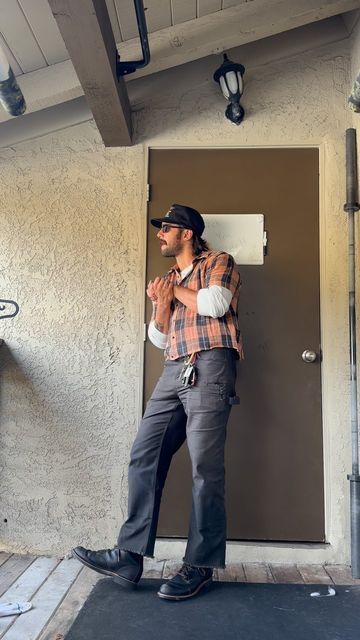 Derringer on Instagram: "Tis the season • • • #mensfashion #fashion #ootd #brixton #mensstyle #style #selflove #menshair #vintagestyle #thrift #redwingheritage #redwingboots #knockedloose" Iron Ranger Boots Outfit Mens Fashion, Red Wing Iron Ranger Outfit, Dad Fashion Aesthetic, Iron Ranger Outfit, Ranger Outfit, Iron Rangers, Dad Aesthetic, Red Wing Iron Ranger, Iron Ranger