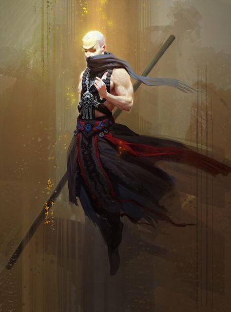 Monk: Guerriero Samurai, Heroic Fantasy, Psy Art, Male Character, Martial Artists, Wow Art, Fantasy Warrior, Arte Fantasy, 판타지 아트