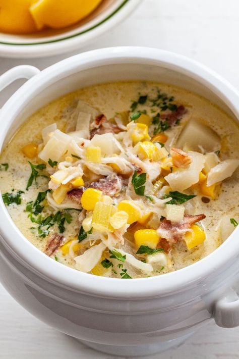 Crab and Corn Chowder Crab And Corn Chowder Rachel Ray, Crab Shrimp Chowder, Best Crab And Corn Chowder, Bonefish Grill Corn And Crab Chowder, Spicy Crab And Corn Chowder, Dungeness Crab Chowder, Bonefish Crab Corn Chowder Recipe, Crock Pot Seafood Chowder, Crab And Corn Chowder Crockpot