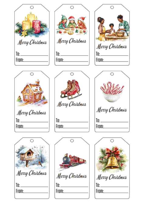 Easy & Free Printable Christmas Gift Tags for a Warm Holiday Touch Christmas Gift Tags Printable Templates, Free Christmas Gift Tags, Free Christmas Tags, Free Christmas Tags Printable, Free Printable Christmas Gift Tags, Christmas Gift Tags Free, Holiday Gift Tags Printable, Editable Gift Tags, Frugal Christmas