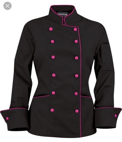 Executive pastry chef jacket Chef Jackets Design, Women's Chef Jacket, Chef Dress, Chef Costume, Restaurant Uniforms, Chef Jackets, Chef Shirts, Chef Wear, Purple Trim