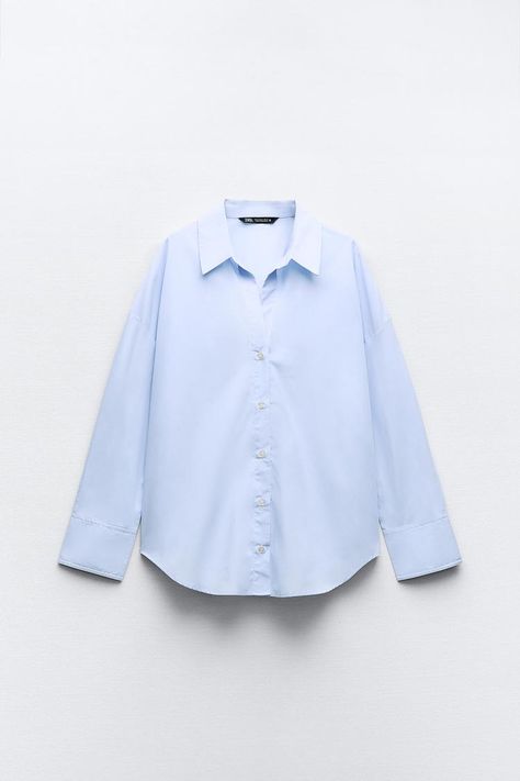 Zara Poplin Shirt, Light Sky Blue, Shirt Blouses Tops, Oxford Shirt, Poplin Shirt, Skorts, Blazer Dress, Swimwear Accessories, Trouser Jeans