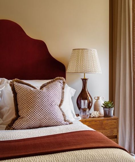 A L B I O N N O R D on Instagram: "• r o s y r e d •​​​​​​​​ A rosy red colour palette in the Guest Bedroom of our recently completed Holland Park project ❤️​​​​​​​​ Photography @patrick_w_photography .​​​​​​​​ .​​​​​​​​ . ​​​​​​​​ #albionnord #interiordesign #design #houseandgarden #worldofinteriors #house #home #interior #interiors #interiordesign #interiorstyle #houseandgarden #design #decor #englishhome #architecture #architecturaldigest #bedroom #bedroomdecor #headboard" Albion Nord, Red Headboard, Kensington Apartment, Park Project, Red Colour Palette, Holland Park, Bedroom Bliss, Spare Bedroom, The Guest