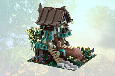 Fairy Tale House Lego Fairy House, Lego Fairy, Fairy Tale House, Lego Techniques, Diy Lego, Female Elf, Lego Craft, Fantasy Setting, Lego Projects