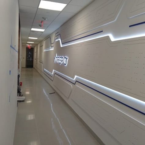 Backlit Feature Wall | Elevator Lobby Wall Feature | Illuminated Office Lobby Signage I AXIOM Signs NYC Lobby Signage, Section Drawing Architecture, Education Design Interior, Storefront Signage, Illuminated Signage, Interior Signage, Interior Deisgn, Drawing Furniture, Elevator Lobby