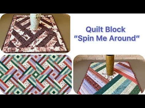 (3604) "Spin Me Around." Strips and Square Plaited into a Table Topper. Quilted Table Topper Tutorial. - YouTube Spin Me Around Quilt, Disappearing Blocks, Beginner Quilts, Charity Ideas, Indie Gifts, Quilted Table Topper, Quilt Square Patterns, Quilt Block Patterns Free, Quilt Square