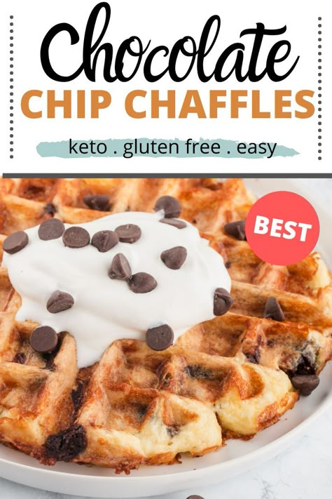 Chocolate Chip Chaffle, Chaffel Recipes, Kasey Trenum, Chocolate Chip Waffles, Chaffle Recipes, Low Carb Waffles, Keto Chaffles, Keto Chaffle, Chaffle Recipe