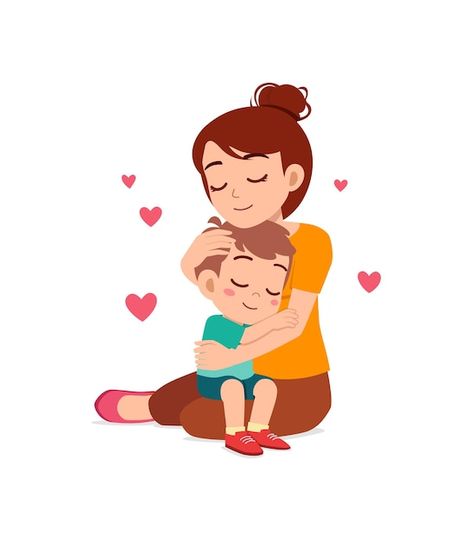 Child Clipart, 가족 일러스트, Hugging Drawing, Kids Hugging, Cartoon Mom, Baby Hug, Mother Pictures, Boy Illustration