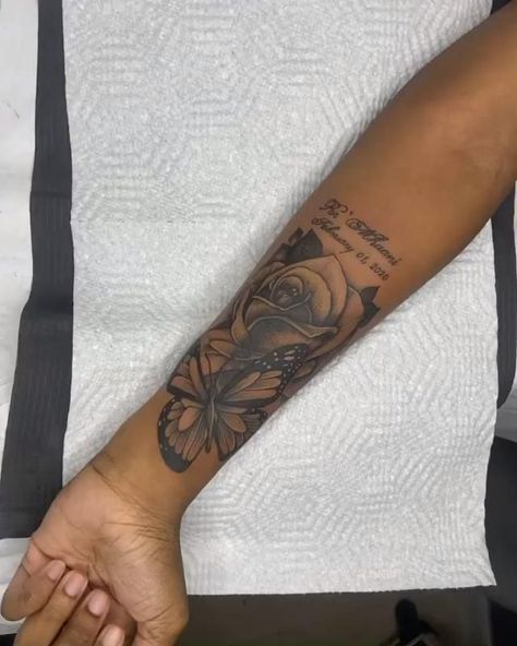 Inner Forearm Tattoo Black Woman, Left Arm Tattoos For Women, Under Forearm Tattoo Women, Four Arm Tattoos For Women, Side Leg Tattoos Women Thighs, Tattoo Ideas Female Meaningful Unique Arm, Lower Arm Tattoos For Women, Female Forearm Tattoo Ideas, Tattoo Ideas Female Forearm