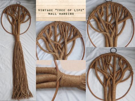 Jute Tree Of Life, Diy Macrame Tree Of Life Tutorial, How To Make A Macrame Tree Of Life, Macrame Wall Hanging Tree Of Life, Makrame Tree Of Life, Rope Tree, Dorset Buttons, Macrame Art, Macrame Design