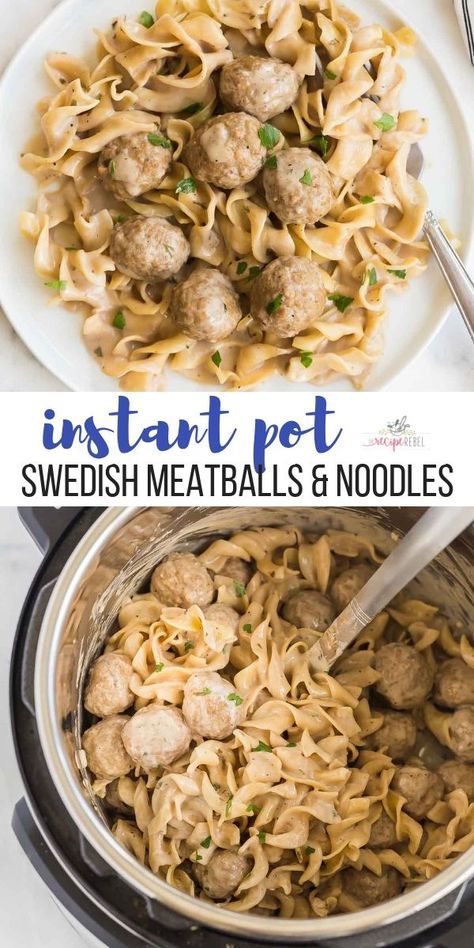 Swedish Meatballs And Noodles, Meatballs And Noodles, Instant Pot Swedish Meatballs, Noodles Video, Instant Pot Pasta Recipe, Pot Recipes Easy, Easy One Pot Meals, Best Instant Pot Recipe, Healthy Instant Pot Recipes