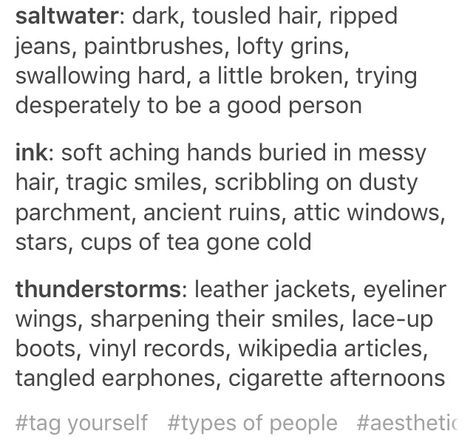 Tag Urself, Aesthetic Types, Writing Inspiration Prompts, Writing Characters, Book Writing Inspiration, Story Prompts, Book Writing Tips, Types Of People, Writing Words