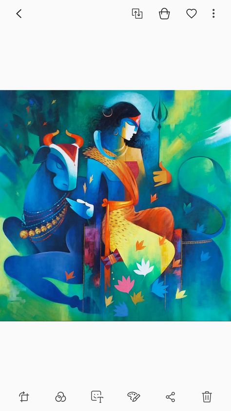 Shiv Abstract Painting, Lord Shiva Abstract Painting, Nandi Painting Canvas, Shivji Canvas Painting, Shiv Ji Painting On Canvas, Sukanta Bhattacharya, Shiva Painting Acrylics, Shiv Nandi, Indian Contemporary Art