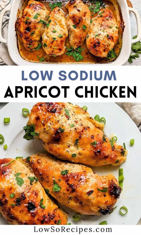 Low Sodium Apricot Chicken Recipe - Low So Recipes Low Sodium And Cholesterol Meals, Low Ldl Cholesterol Recipes, Low Sodium Pudding, Pork Chop Recipes Low Sodium, Low Sodium Buffalo Chicken, Renal Diet Chicken Recipes, Low Sodium Recipes Chicken, Low Salt Chicken Recipes Easy Dinners, Iodine Free Diet Recipes