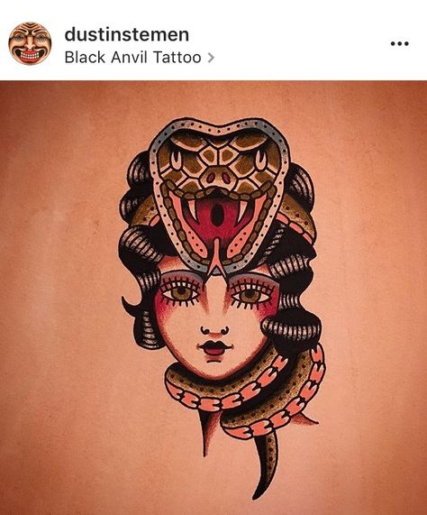 Dustin Stemen snake charmer lady tattoo flash traditional Lady Snake Tattoo, Snake Lady Tattoo, Snake Charmer Tattoo, Tats Designs, Tattoo Flash Traditional, Traditional Tattoo Woman, Shoulder Sleeve Tattoos, Lady Tattoo, Emo Tattoos