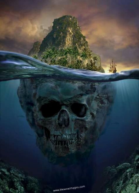 ♡ Kaptan Jack Sparrow, Pirate Island, Mtg Art, Pirate Art, Skull Island, Pirate Life, A Skull, Pirate Ship, In The Ocean