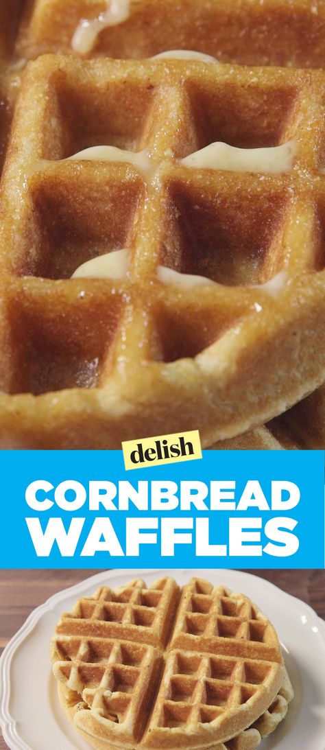 Chicken and waffles to a whole. New. LEVEL. Cornbread Waffles Recipe, Belgian Waffle Recipe, Easy Cornbread, Easy Cornbread Recipe, Cornbread Waffles, Belgian Waffles Recipe, Waffle Iron Recipes, Cornbread Easy, Waffle Maker Recipes