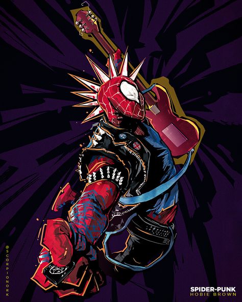 ArtStation - Bravin Fernades Spiderman Tattoo, All Spiderman, Hobie Brown, Punk Wallpaper, Spiderman Cartoon, Spaider Man, Punk Poster, Across The Spider Verse, Spiderman Artwork