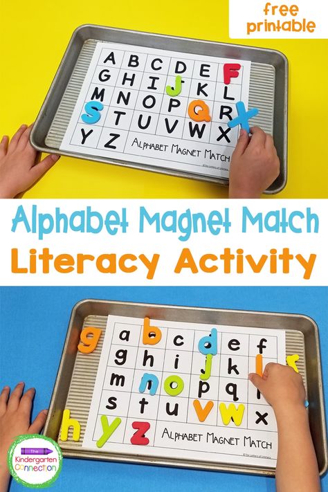 Kindergarten Alphabet Activities, Cookie Sheet Activities, Magnetic Alphabet Letters, Alphabet Letter Matching, Magnet Activities, Abc Centers, Kindergarten Alphabet, Alphabet Letter Activities, Letter Matching Activities