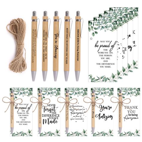 PRICES MAY VARY. Employee Appreciation Gifts:The package include 30pcs inspirational bamboo pens,30pcs employee appreciation cards designed in 5 styles (6 pieces for each) and 1 roll of 10 meters twine Suitable Size Information:The size of motivational bamboo pens measures 5.4 x 0.43 inches,which is suitable to hold,size of thank you cards for staff measure 5.9 x 2.7 inches,and the whole length of the strong hemp twine measures 10 meters, which is enough to bind 30 sets of employee thank you gif Inexpensive Appreciation Gifts, Staff Appreciation Gift Ideas, Teacher Appreciation Gifts Bulk, Small Client Appreciation Gifts, Cheap Employee Appreciation Gifts, Staff Gift Ideas, Small Gifts For Teachers, Appreciation Gifts For Coworkers, Thank You Gifts For Friends