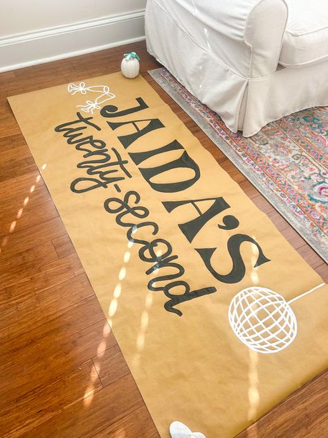 twenty first twenty second banner birthday ideas brown paper sign disco champagne ideas Birthday Brown Paper Banner, Brown Paper Sign, Disco Champagne, Birthday Paper Banner, Champagne Ideas, Brown Paper Banner, Brown Banner, Thanksgiving Gathering, Shot Book