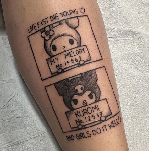 Bad Girl Tattoo, My Melody Tattoo, Melody Tattoo, Sanrio Tattoos, 3 Tattoo, I Do What I Want, Kuromi My Melody, Girl Tattoo, My Melody