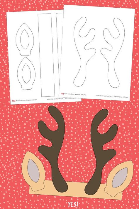 Looking for a simple Christmas crafts for kids? Learn how to make reindeer antlers with our simple DIY tutorial. Free reindeer printables are included! #yeswemadethis #christmascraftsforkids #reindeercraftsforkids #reindeer #christmasreindeer Rain Deer Crafts Christmas For Kids, Diy Reindeer Headband, Reindeer Ears Headband, Reindeer Hat Template Free Printable, Diy Rudolph Costume For Kids, Reindeer Mask For Kids, Reindeer Antlers Diy, Reindeer Headband Template, Reindeer Ears Template