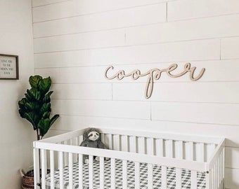 Baby Nursery Large Name Sign Decor Baby Name Sign Large | Etsy Name Above Crib, Nursery Name Decor, Custom Nursery Sign, Family Wood Signs, Custom Name Sign, Nursery Name Sign, Wood Name Sign, Nursery Decor Neutral, Wooden Name Signs