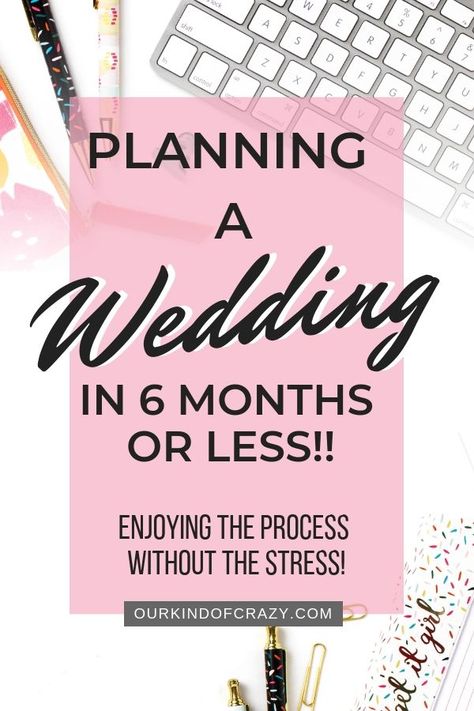 How to Plan a Wedding in Less than 6 months. How to plan a wedding fast, when you don't have tons of time. #wedding #weddingplanner #weddingplanning #weddingtimeline Engagement Status, Engagement Boxes, Wedding In 6 Months, Wedding Assistant, Plan Wedding, Time Planning, Online Planner, Plan A Wedding, Mastermind Group