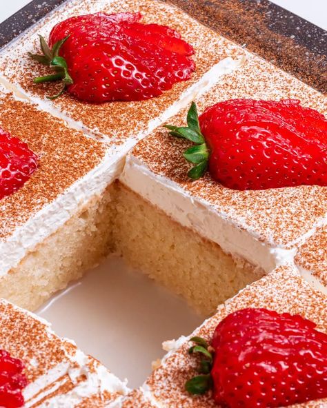 Vegan Tres Leches Cake - School Night Vegan Vegan 3 Leches Cake, Gf Tres Leches Cake, Eggless Tres Leches Cake, Dairy Free Tres Leches Cake, Vegan Tres Leches Cake, Tres Leches Cake Recipe, Leches Cake, Tres Leches Cake, School Night