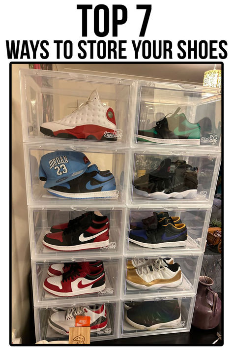 shoe display cases - top 7 ways to store your shoes Shoe Storage Boxes Clear, Shoe Display Case, Shoe Storage Boxes, Sneaker Storage, Shoe Display, Crate Storage, Display Cases, Acrylic Plastic, Your Shoes