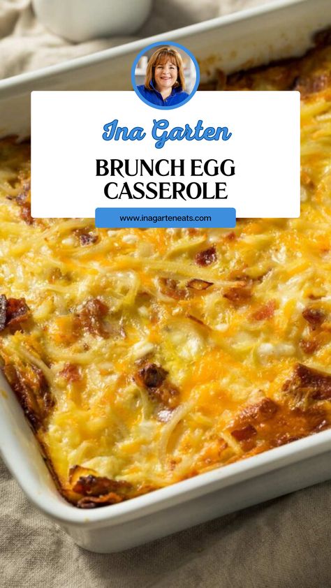 Ina Garten Brunch Egg Casserole Ina Garten Breakfast Casserole, Breakfast Casserole With Stuffing, Egg Casserole Recipes Vegetarian, Bacon Egg Casserole Recipes, Crock Pot Egg Casserole, Egg Dishes For Brunch, Crockpot Egg Casserole, Scrambled Egg Casserole, Egg Casserole With Bread