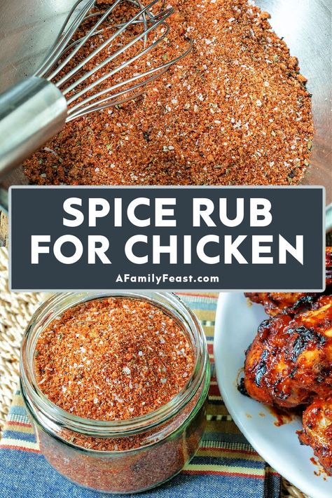 Spice Rub for Chicken - A Family Feast Grilled Chicken Spice Rub, All Purpose Chicken Seasoning, Barbecue Chicken Rub, Homemade Chicken Rub, Bbq Seasoning Recipe Spice Mixes, Seasoning Blend For Chicken, Roasted Chicken Rub, Best Rub For Chicken, Chicken Rubs For Baking