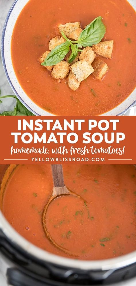 Colette’s favorite Instant Pot Tomato Soup, Panera Copycat, Homemade Tomato Soup Recipe, Soup Quick, Best Pressure Cooker Recipes, Tomato Basil Soup Recipe, Creamy Tomato Basil Soup, Best Pressure Cooker, Tomato Soup Homemade