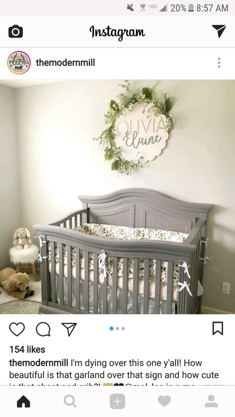 Grey Crib with Sign Nursery Ideas With Gray Crib, Nursery Ideas Grey Crib, Grey Crib Nursery Girl, Gray Crib Nursery Girl, Nursery Grey Crib, Nursery With Grey Crib, Grey Crib Nursery, Baby Room Grey, Baby Nursery Grey