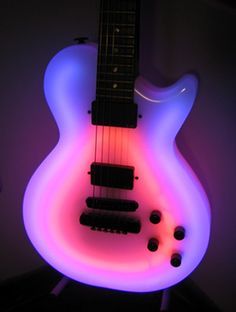 Neon LP Cool Guitar Designs, Neon Guitar, Instruments Art, Bass Guitar Lessons, Electric Guitar Design, Violin Lessons, Guitar Obsession, Custom Electric Guitars, Unique Guitars