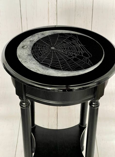 Gothic Table, Black Accent Table, Gothic Decor Bedroom, Gothic Furniture, Dark Home Decor, Dream Furniture, Goth Home, Goth Home Decor, Dark Home