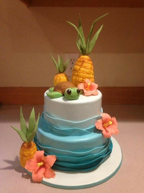 Hawaiian Birthday Party Cake Ideas, Luau 2nd Birthday Party Ideas, Blue Hawaiian Cake, Hawaii Theme Party Cake, Hawain Cakes Birthday, Sweet 16 Hawaiian Theme Cake, Simple Hawaiian Cake Ideas, Hawaiian Themed First Birthday Party, Luau 1st Birthday Cake