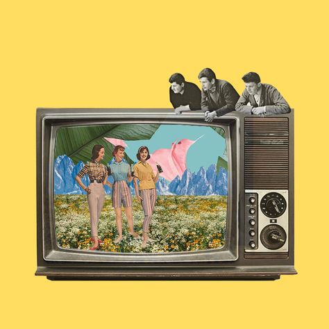 Vintage Tv Poster, Tv Collage Art, Vintage Television Illustration, Old Tv Art Installation, Vintage Tv Illustration, Vintage Television Aesthetic, Tv Illustration Art, Tv Png Aesthetic, Old Tv Illustration