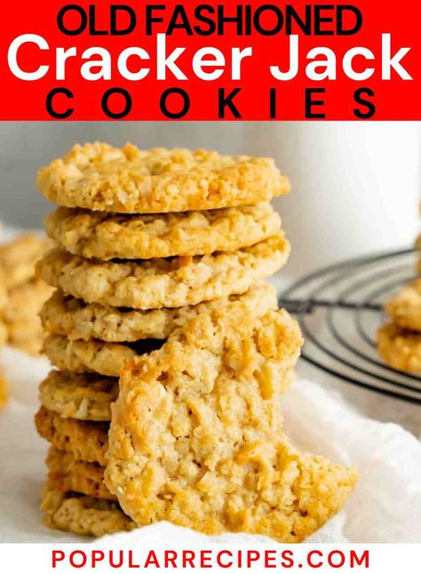 Cracker Jack Cookies, Crackerjack Cookies, Rice Crispy Cookies Recipes, Crumbl Copycat, Homemade Crackers, Cracker Jack, Crispy Cookies, Recipes Yummy, Favorite Cookie Recipe