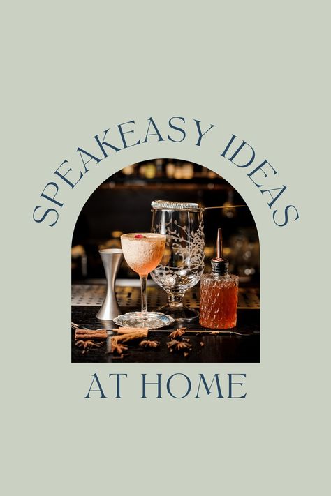 Speakeasy Home Office, At Home Speakeasy Bar, Speakeasy Vibe Decor, Dark Academia Speakeasy, Home Speakeasy Bar Modern, Speakeasy Bar Names, Speakeasy Decor Bar Interior Design, Old Hollywood Speakeasy, Dark Green Speakeasy