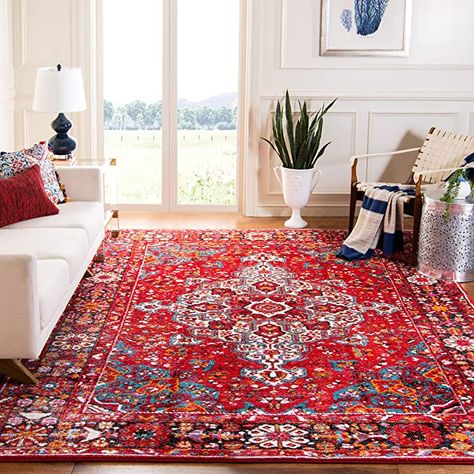 AmazonSmile: Safavieh Vintage Hamadan Collection VTH222A Red and Multi Area Rug (6'7" x 9'): Furniture & Decor Office Area Rugs, Safavieh Rug, Rug Direct, Persian Area Rugs, Red Area Rug, Red Rug, Traditional Area Rugs, Cool Rugs, Online Home Decor Stores